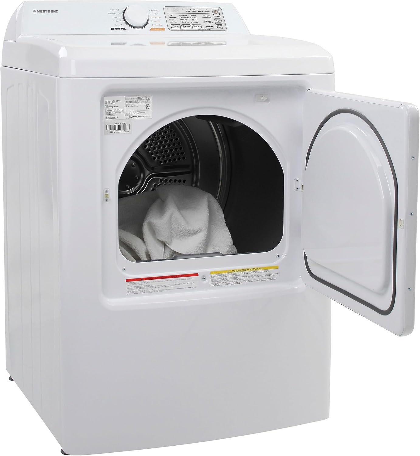 West Bend Clothes Dryer Front Load Electric, 6.7-Cu.Ft, White - Image 5
