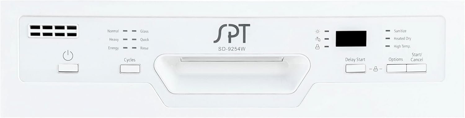 SPT SD-9254WA 18″ Wide Built-In Dishwasher w/Heated Drying, ENERGY STAR, 6 Wash Programs, 8 Place Settings and Stainless Steel Tub – White - Image 8