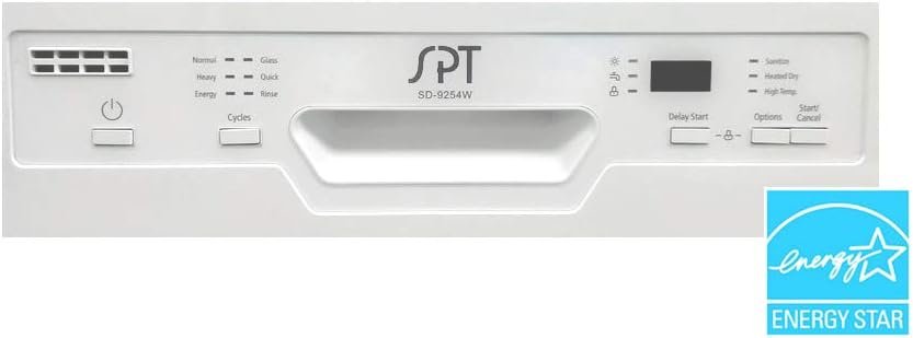 SPT SD-9254WA 18″ Wide Built-In Dishwasher w/Heated Drying, ENERGY STAR, 6 Wash Programs, 8 Place Settings and Stainless Steel Tub – White - Image 10