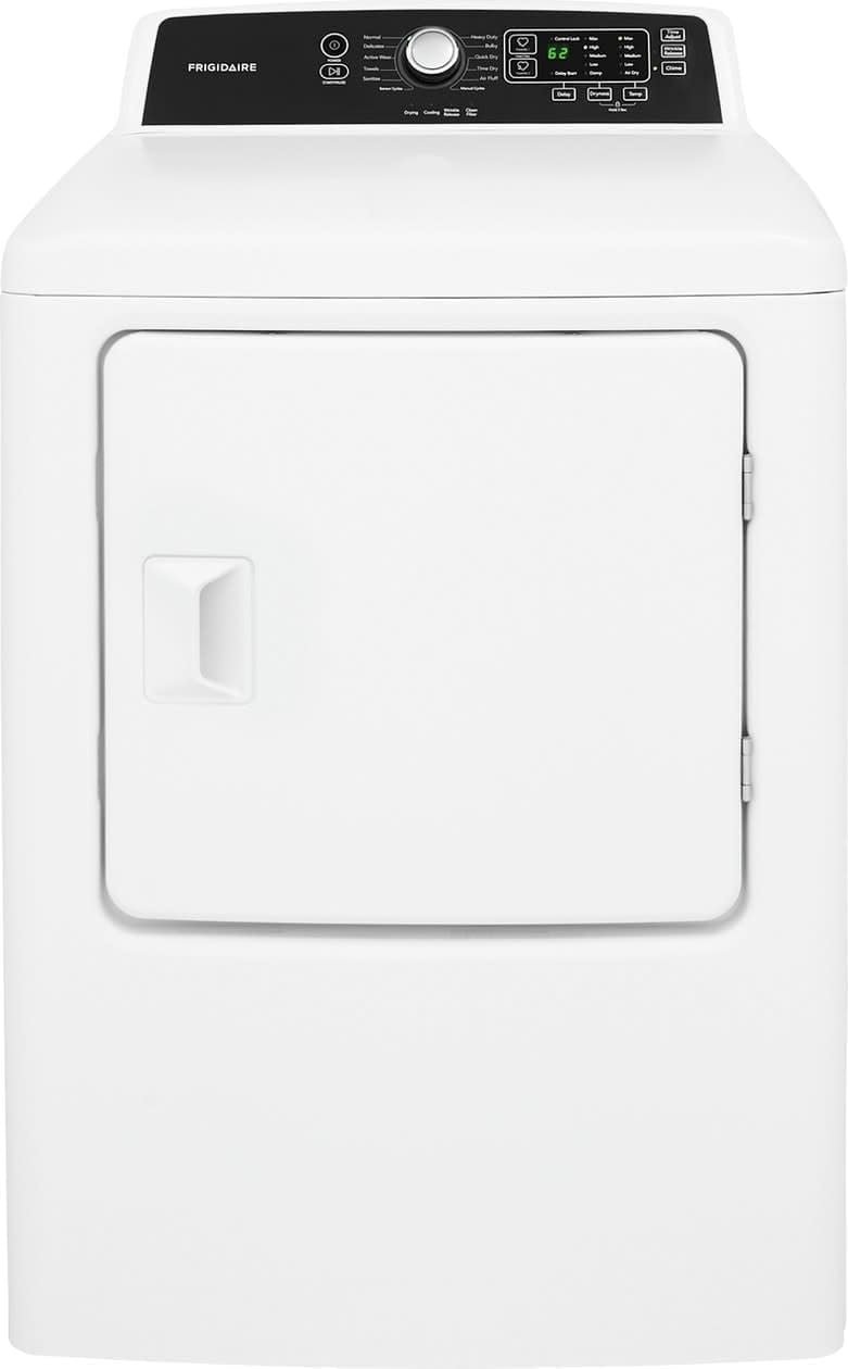 Frigidaire FFRG4120SW 6.7 cu. ft. Large Capacity Free Standing Gas Dryer, 10 dry cycles, Quick Dry, Active Wear, Sanitize, Eco Dry, Anti-Wrinkle, Reversible Door option, in White