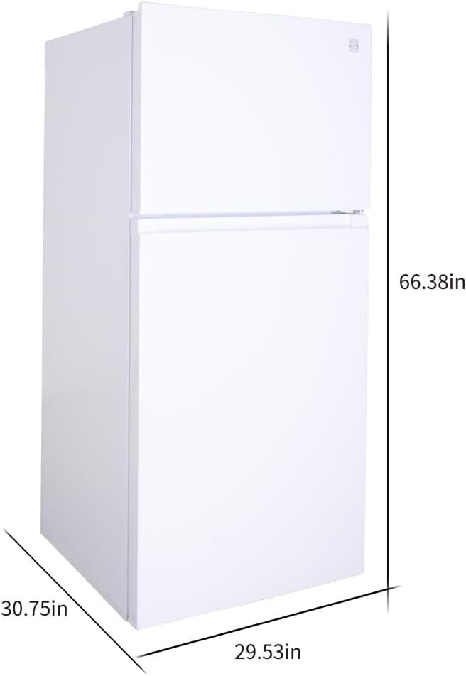 Kenmore 30 in. 18.2 cu. ft. Capacity Refrigerator/Freezer with Adjustable Glass Shelving, Humidity Control Crispers, Gallon Door Bins, ENERGY STAR Certified, White - Image 8