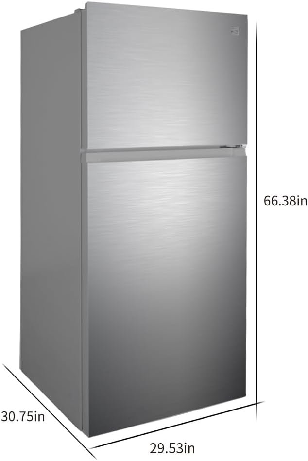 Kenmore 30 in. 18.2 cu. ft. Capacity Refrigerator/Freezer with Adjustable Glass Shelving, Humidity Control Crispers, Gallon Door Bins, ENERGY STAR Certified, Fingerprint Resistant Stainless Steel - Image 7
