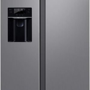18.1 Cu. Ft 36 Inch W. Side-by-Side Stainless Steel Refrigerator with Ice Maker, Water Dispenser, Inverter Compressor, Auto Defrost – for Home, Kitchen, or Office
