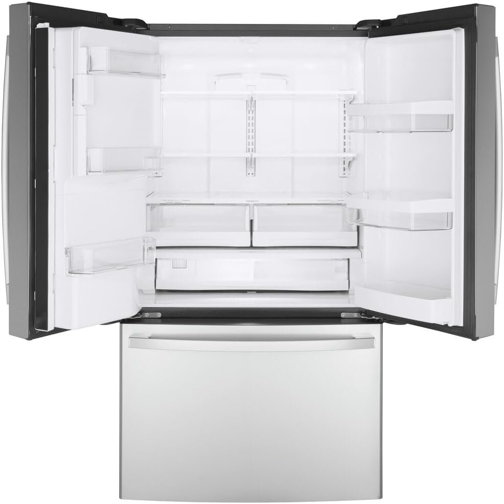 GE GYE22GYNFS 36" French Door Counter Depth Refrigerator with 22.1 cu. ft. Total Capacity Space Saving Ice Maker Showcase LED Lighting in Stainless Steel - Image 3