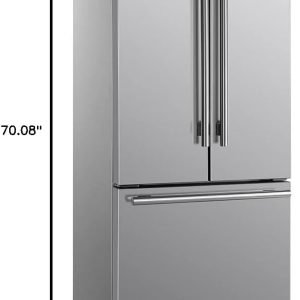 Forno 30" Inch w. French Door Refrigerator with Bottom Freezer and 17.5Cu. Ft. Total Capacity - Stainless Steel No Frost Fridge with Adjustable Glass Shelves and Child Safety Lock