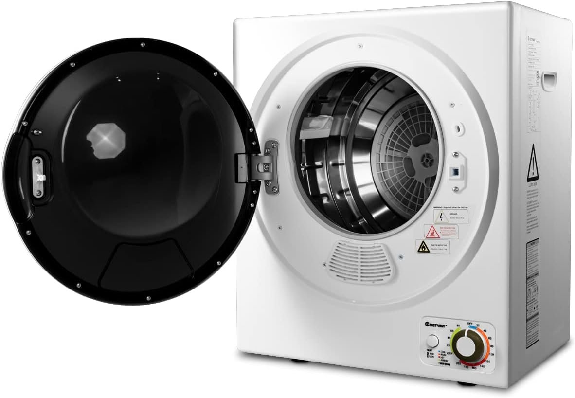 COSTWAY 1.5 cu. ft Electric Tumble Dryer, Portable Dryer w/ 4 Automatic Drying Modes, Compact Clothes Dryer w/ Stainless Steel Tub & Easy Control Panel, Apply for Apartments, Dorm, RVs, Sliver - Image 2