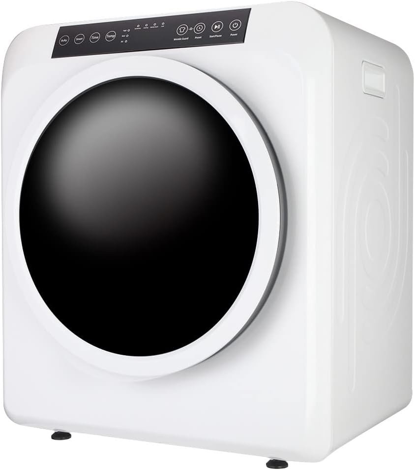 Bonnlo 13.2 Portable Clothes Dryer, 3.5 Cu.Ft High End Front Load Tumble Laundry Dryer with LED Touch Screen, Stainless Steel Tub, 1300W, White