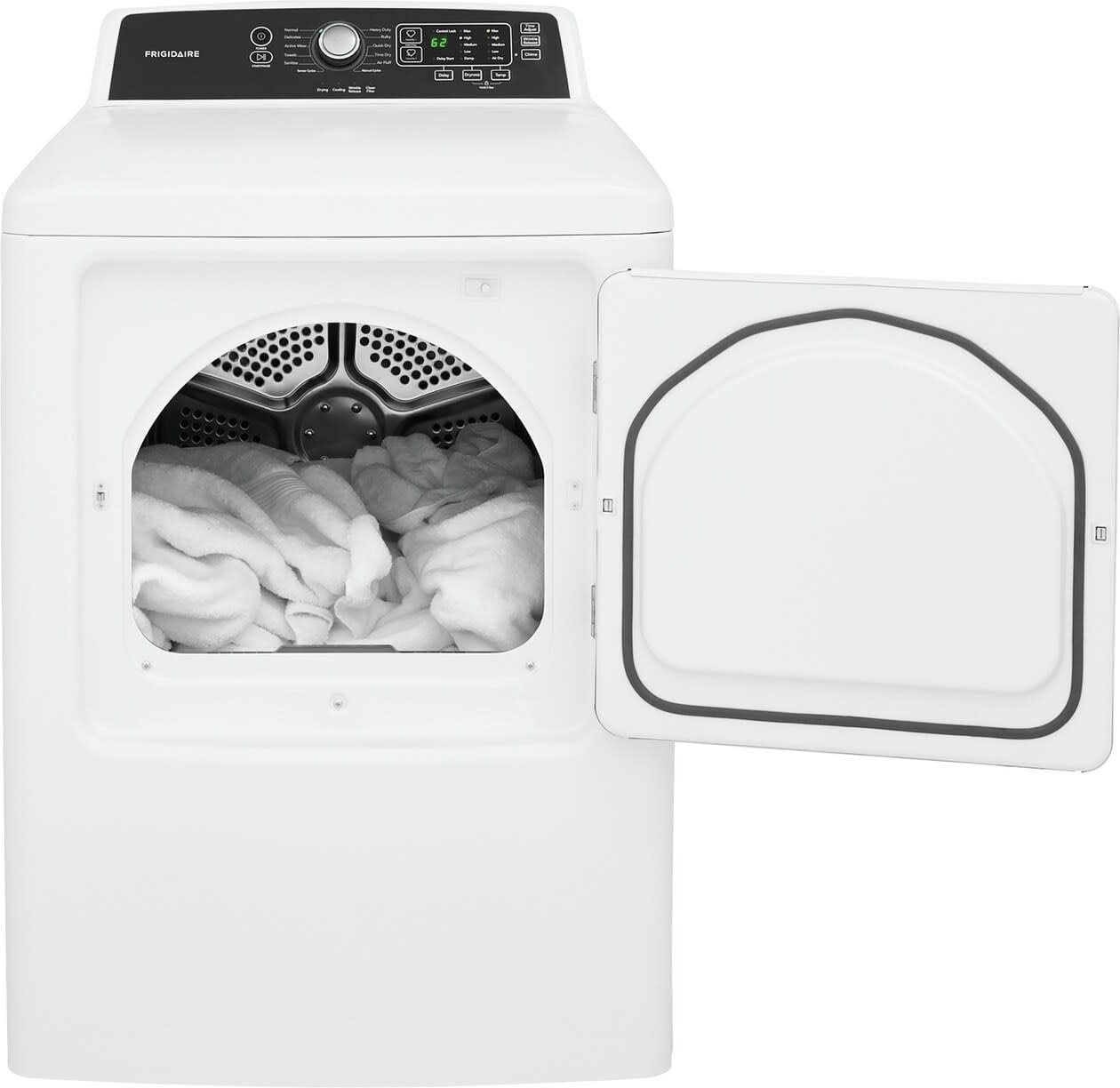 Frigidaire FFRG4120SW 6.7 cu. ft. Large Capacity Free Standing Gas Dryer, 10 dry cycles, Quick Dry, Active Wear, Sanitize, Eco Dry, Anti-Wrinkle, Reversible Door option, in White - Image 5