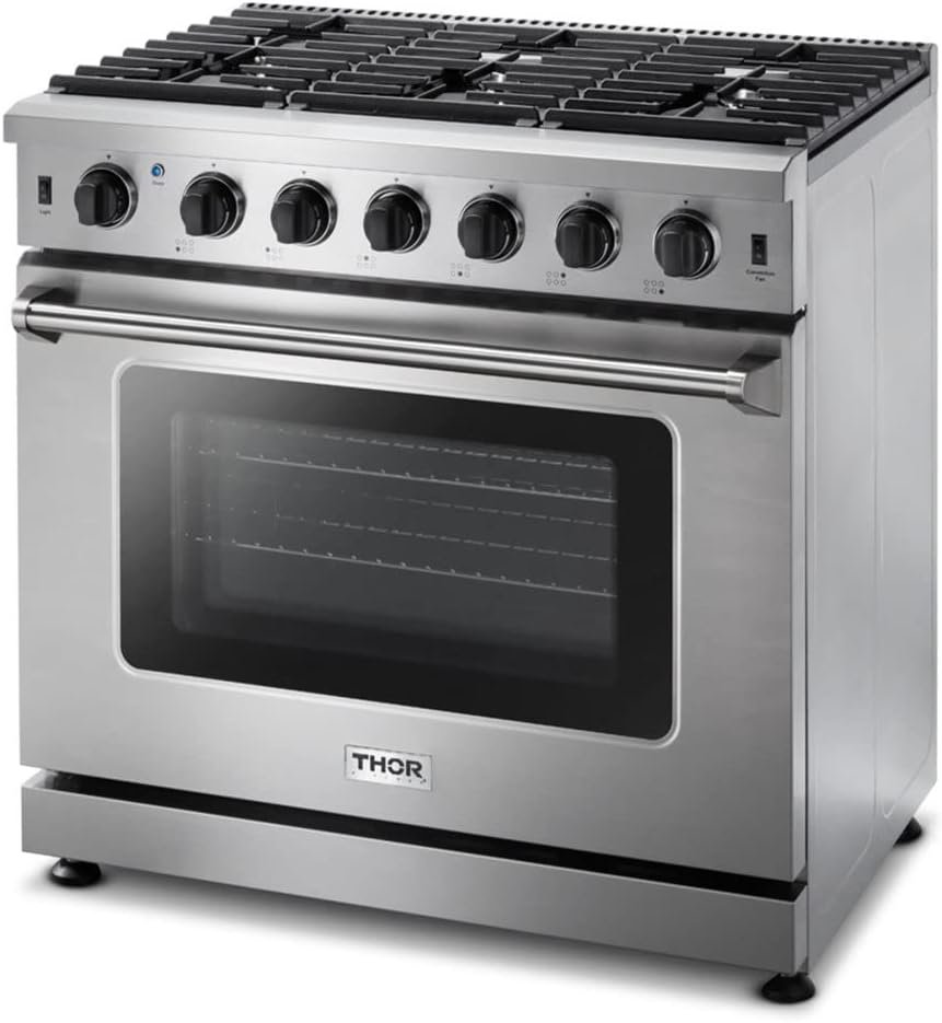 THOR Kitchen Freestanding Professional 36-inch Gas Range in Stainless Steel - Model LRG3601U - Image 2