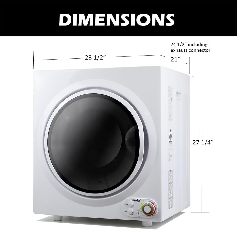 Panda Portable Dryer 3.5 cu.ft. Stainless Steel Tub 110V 1500W Compact Clothes Dryer, 13.2 lbs Load Volume 4 Drying Modes - Image 4