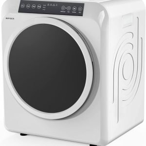 ROVSUN 13.2LB Portable Clothes Dryer, 3.5 Cu.Ft High End Front Load Tumble Laundry Dryer with LCD Touch Screen, Stainless Steel Tub for Apartment, Home, Dorm-110V, Classic White
