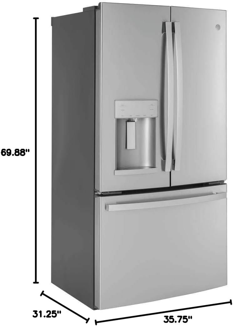GE GYE22GYNFS 36" French Door Counter Depth Refrigerator with 22.1 cu. ft. Total Capacity Space Saving Ice Maker Showcase LED Lighting in Stainless Steel - Image 7