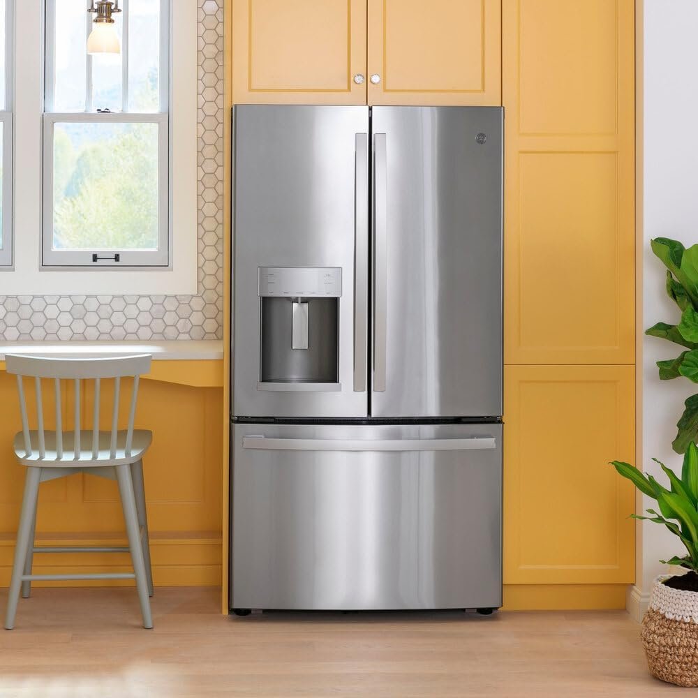 GE GYE22GYNFS 36" French Door Counter Depth Refrigerator with 22.1 cu. ft. Total Capacity Space Saving Ice Maker Showcase LED Lighting in Stainless Steel - Image 2