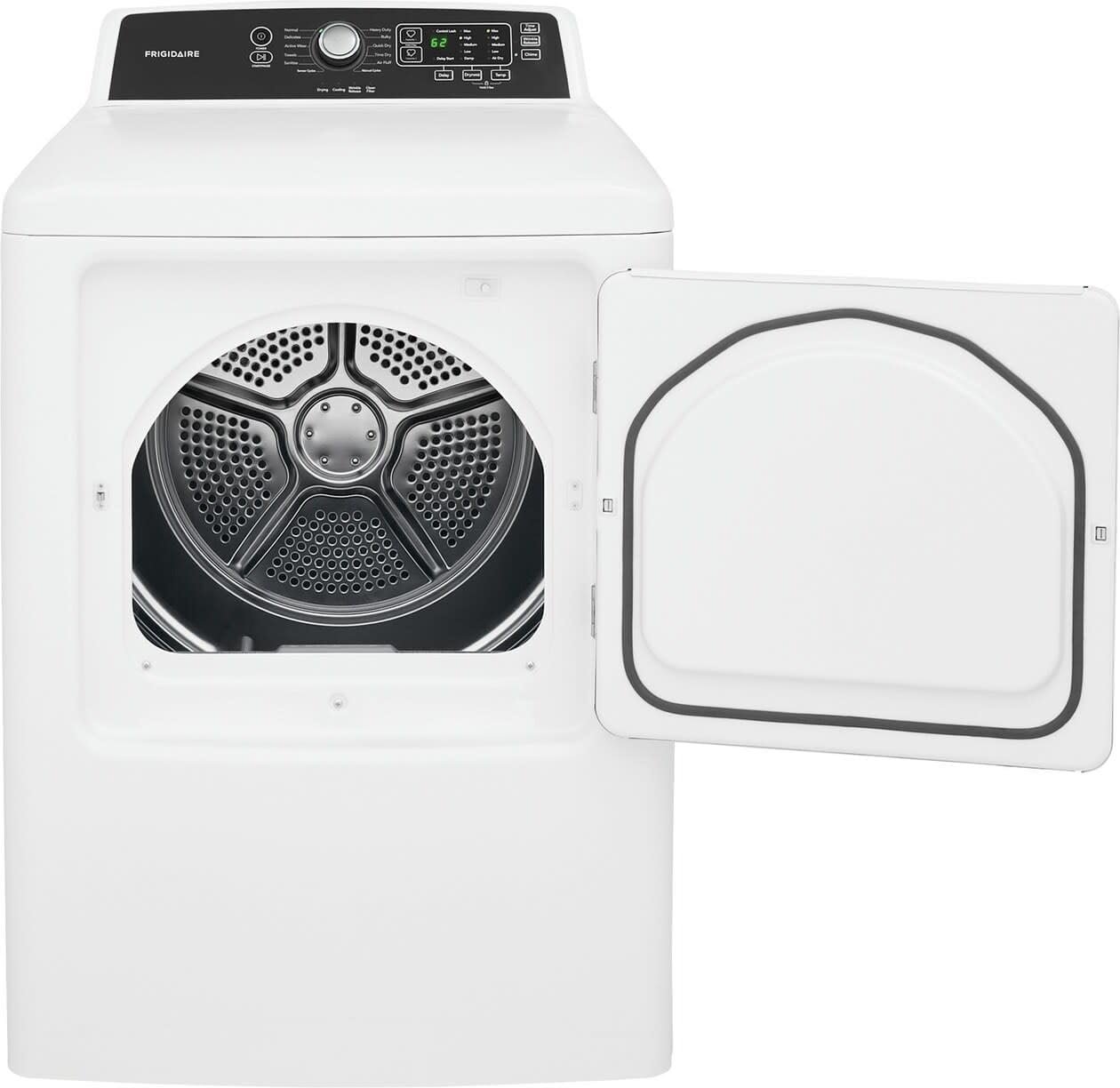 Frigidaire FFRG4120SW 6.7 cu. ft. Large Capacity Free Standing Gas Dryer, 10 dry cycles, Quick Dry, Active Wear, Sanitize, Eco Dry, Anti-Wrinkle, Reversible Door option, in White - Image 6