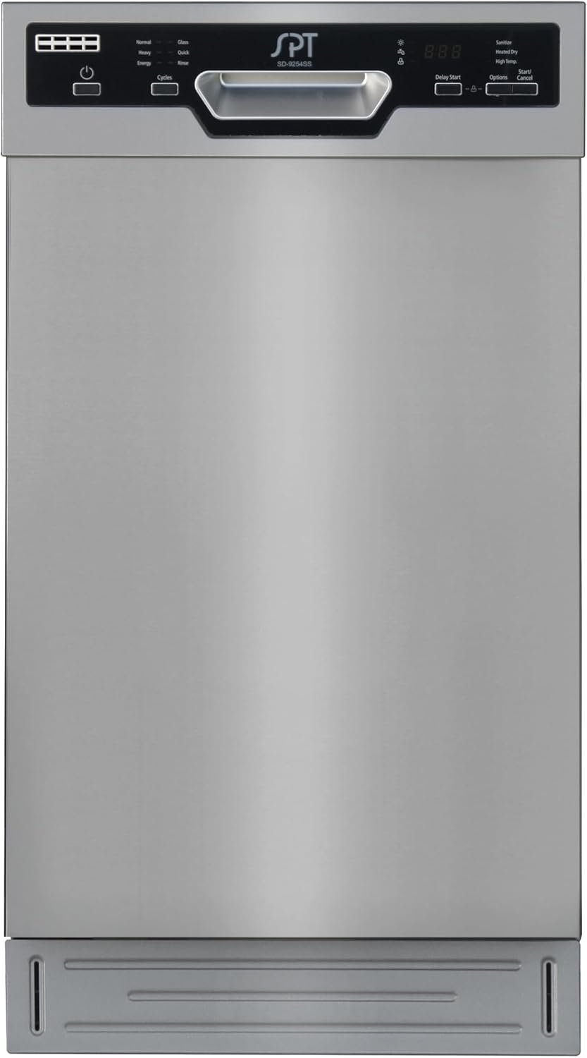 SPT SD-9254SSA 18″ Wide Built-In Stainless Steel Dishwasher w/Heated Drying, ENERGY STAR, 6 Wash Programs, 8 Place Settings and Stainless Steel Tub