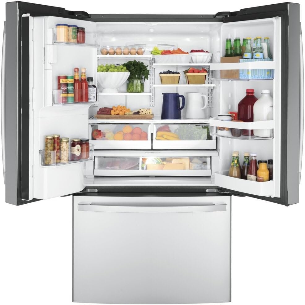 GE GYE22GYNFS 36" French Door Counter Depth Refrigerator with 22.1 cu. ft. Total Capacity Space Saving Ice Maker Showcase LED Lighting in Stainless Steel - Image 4