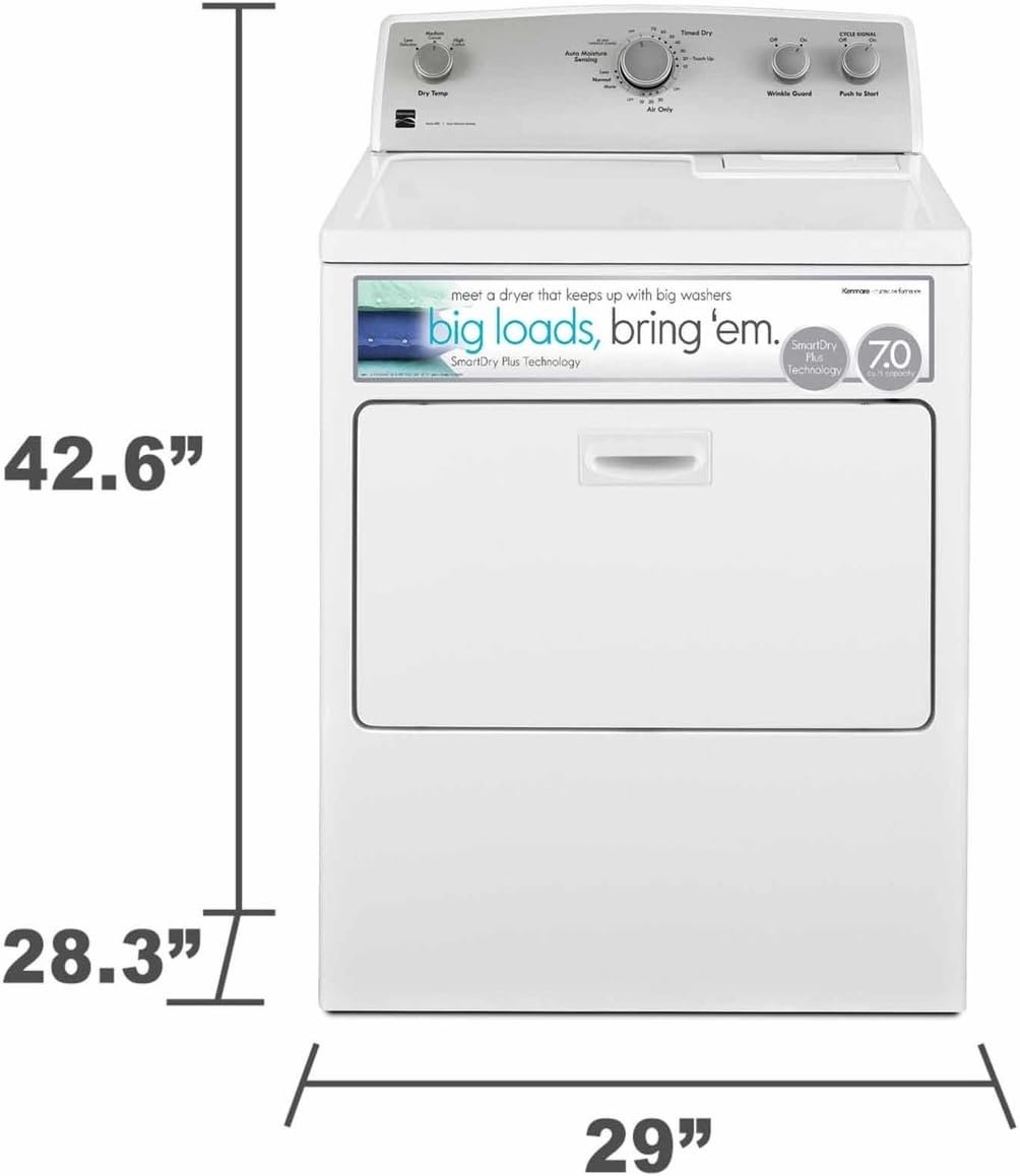 Kenmore 29" Front Load Electric Dryer with Wrinkle Guard and 7.0 Cubic Ft. Total Capacity, White - Image 4