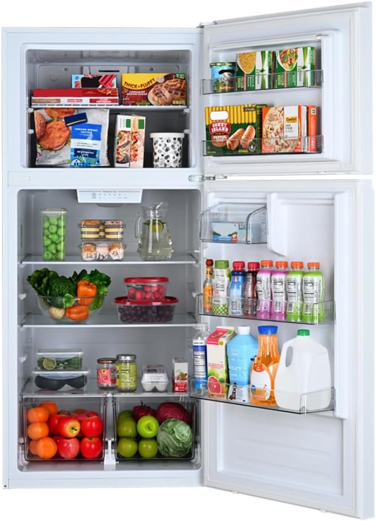 Kenmore 30 in. 18.2 cu. ft. Capacity Refrigerator/Freezer with Adjustable Glass Shelving, Humidity Control Crispers, Gallon Door Bins, ENERGY STAR Certified, White - Image 3