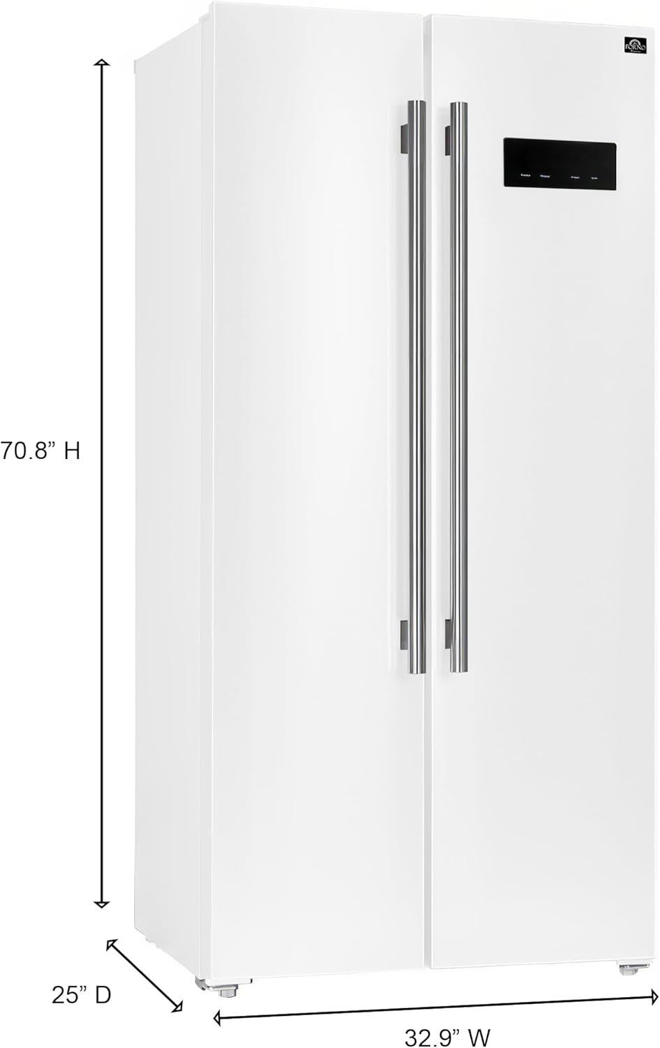 Forno Salerno 37-inch Side-by-Side Refrigerator - 15.6 Cu.Ft. Stainless Steel Refrigerator for Kitchen with LED Touch Control, Fast Cool, Fast Freeze & Spill-Proof Shelves with Swing Door, White - Image 6