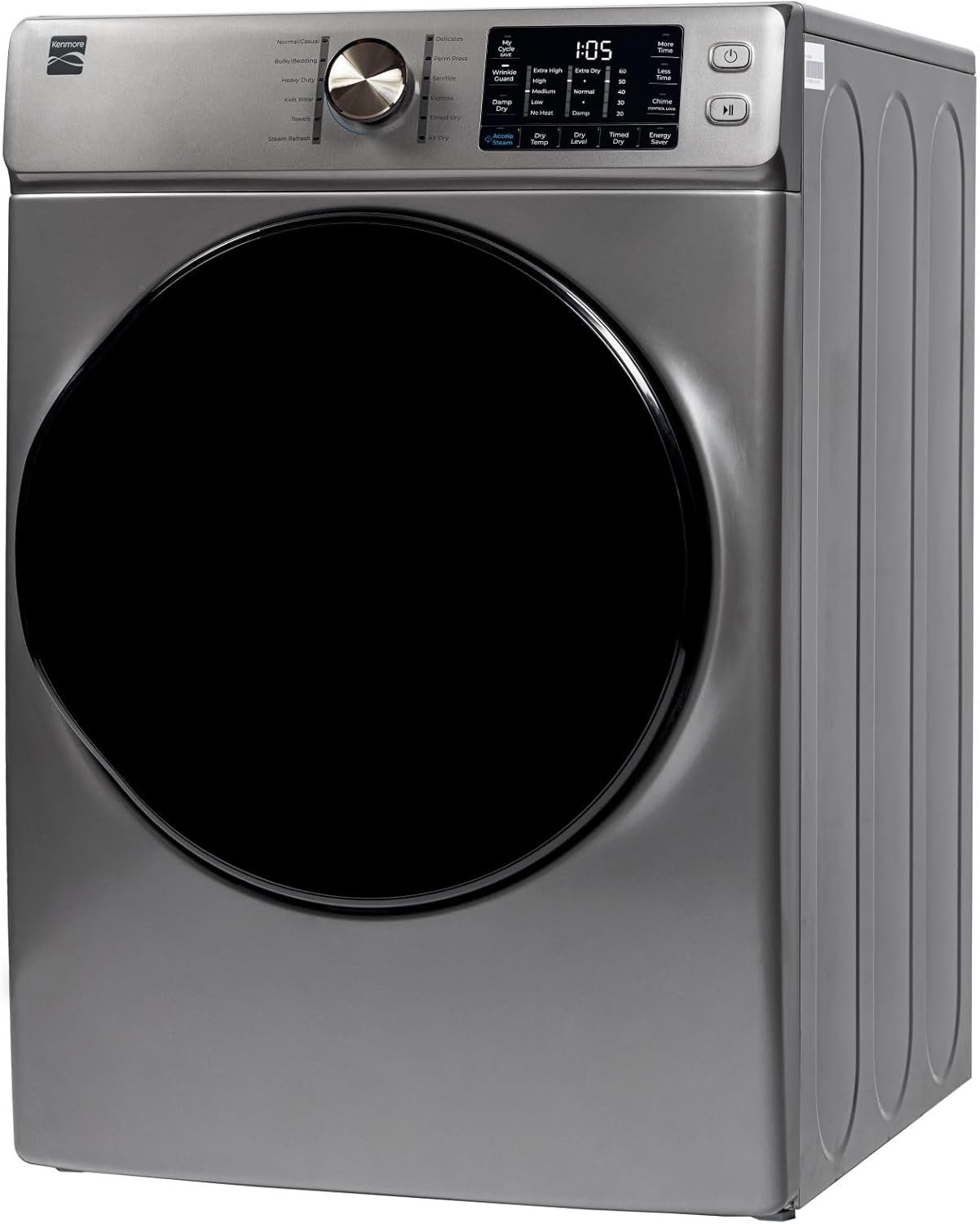 Kenmore Front Load Electric Dryer with Steam, Wrinkle Guard, Energy Saver, Smart Sensor Drying System, 8.0 cu. ft. Total Capacity, Metallic Silver - Image 11