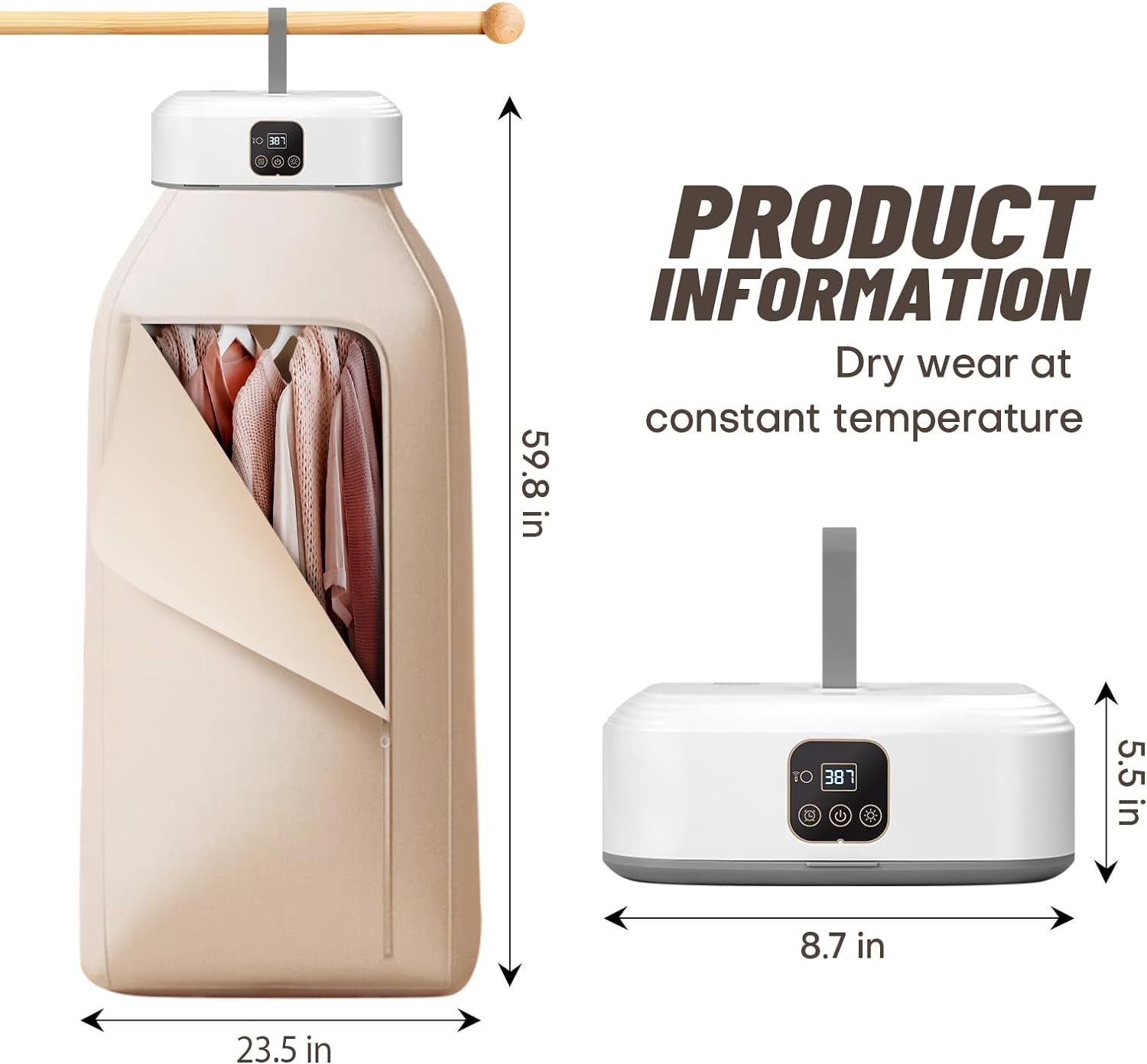 Portable Clothes Dryer,Mini Laundry Dryers with Remote Control, Small Compact Foldable Electric Drying Machine with Dry Bag for Travel,RV, Home,Apartment - Image 5