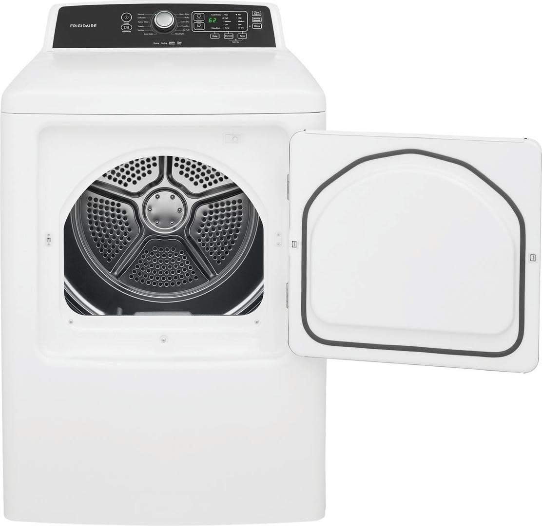 Frigidaire FFRG4120SW 6.7 cu. ft. Large Capacity Free Standing Gas Dryer, 10 dry cycles, Quick Dry, Active Wear, Sanitize, Eco Dry, Anti-Wrinkle, Reversible Door option, in White - Image 8