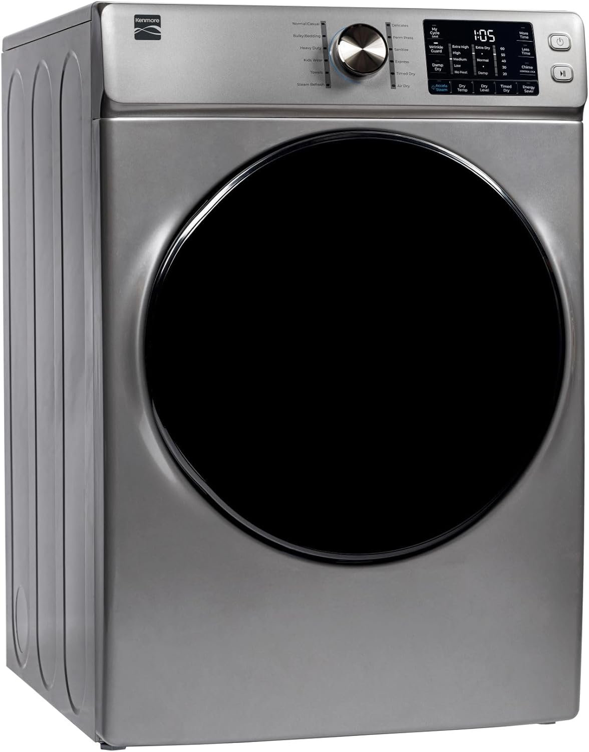 Kenmore Front Load Electric Dryer with Steam, Wrinkle Guard, Energy Saver, Smart Sensor Drying System, 8.0 cu. ft. Total Capacity, Metallic Silver - Image 12