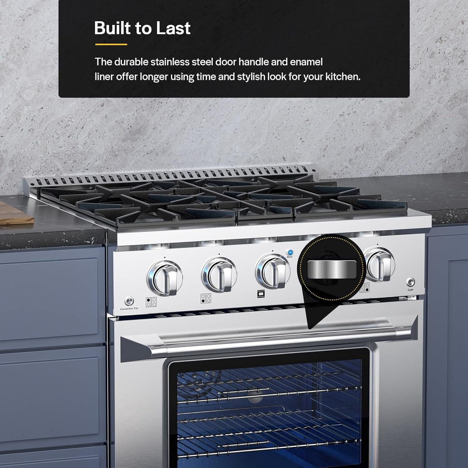 Empava Commercial Gas Range, Freestanding & Slide-In, 4.2 cu. ft. Pro-Style Single Oven with 4 Sealed Ultra High-Low Burners Heavy Duty Grates in Stainless Steel for Kitchen, Restaurant,30 Inch - Image 6
