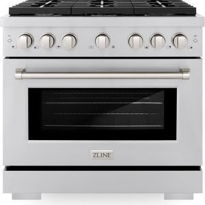 ZLINE 36 in. 5.2 cu. ft. Paramount Gas Range with 6 Burner Cooktop and Convection Gas Oven in Stainless Steel (SGR36)