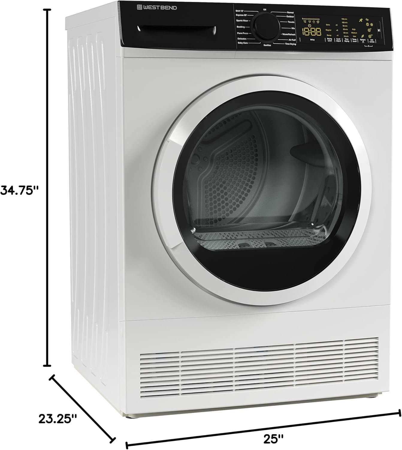 West Bend Clothes Dryer Compact Portable Front Loading for Laundry, Auto and Timed Dry Settings and Anti-Wrinkle, Perfect for Apartments, RV and More, 4-Cu.Ft, White - Image 10