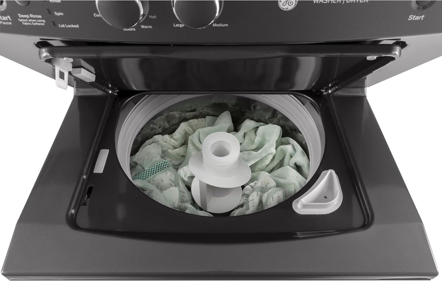 GE GUD27GSPMDG Spacemaker Series 27 Inch Gas Laundry Center with 3.8 cu. ft. Washer Capacity in Diamond Gray - Image 4