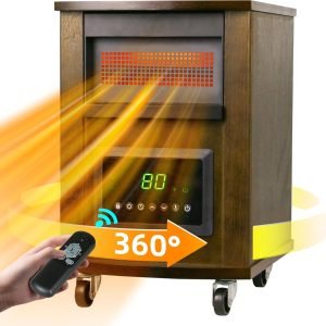 1500W Realsmart Quartz Infrared Heater with Universal wheels Remote Control LCD Display 3 Heating Modes 12H Timer Overheat Tip Over Protection Safe Electric Heaters for Indoor Use Large Room