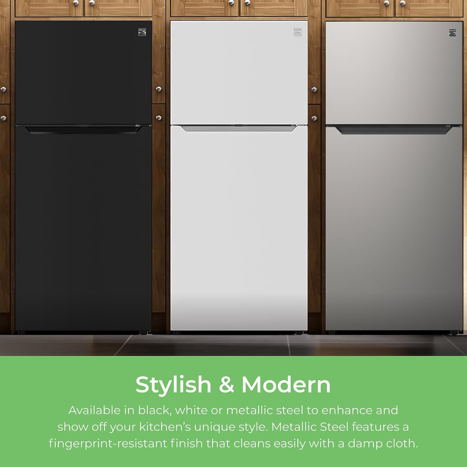 Kenmore 4661345 30" W Top Freezer Refrigerator with Adjustable Glass Shelving, Humidity Control Crispers, Quiet and Energy Efficient Inverter Compressor, Fingerprint Resistant Metallic Steel - Image 11