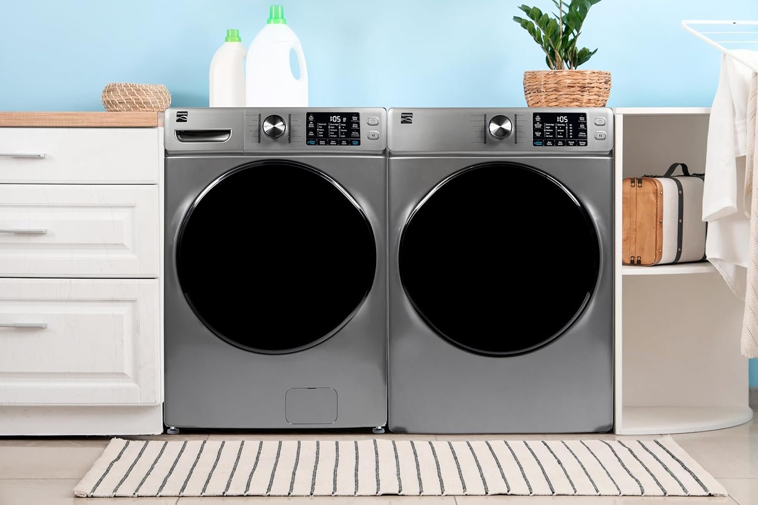 Kenmore Front Load Electric Dryer with Steam, Wrinkle Guard, Energy Saver, Smart Sensor Drying System, 8.0 cu. ft. Total Capacity, Metallic Silver - Image 2