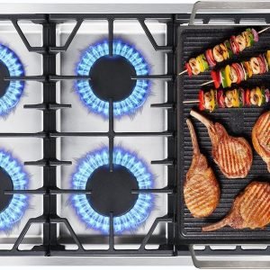 AAOBOSI 36 inch Gas Cooktop, Gas Stovetop with 72,000 BTUs 6 Burners Propane Cooktop, NG/LPG Convertible, Cast Iron Grates Stainless Steel, Ideal Gas Stoves for RV, Kitchen, Home