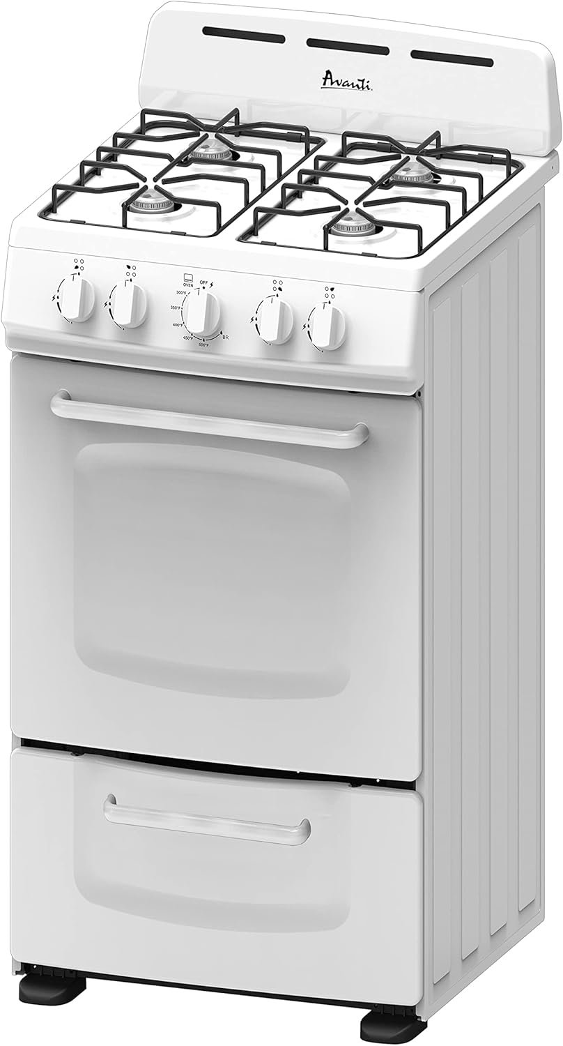 Avanti GRO20P0W GRO20 20" Gas Range Oven with Solid Metal Door, in White