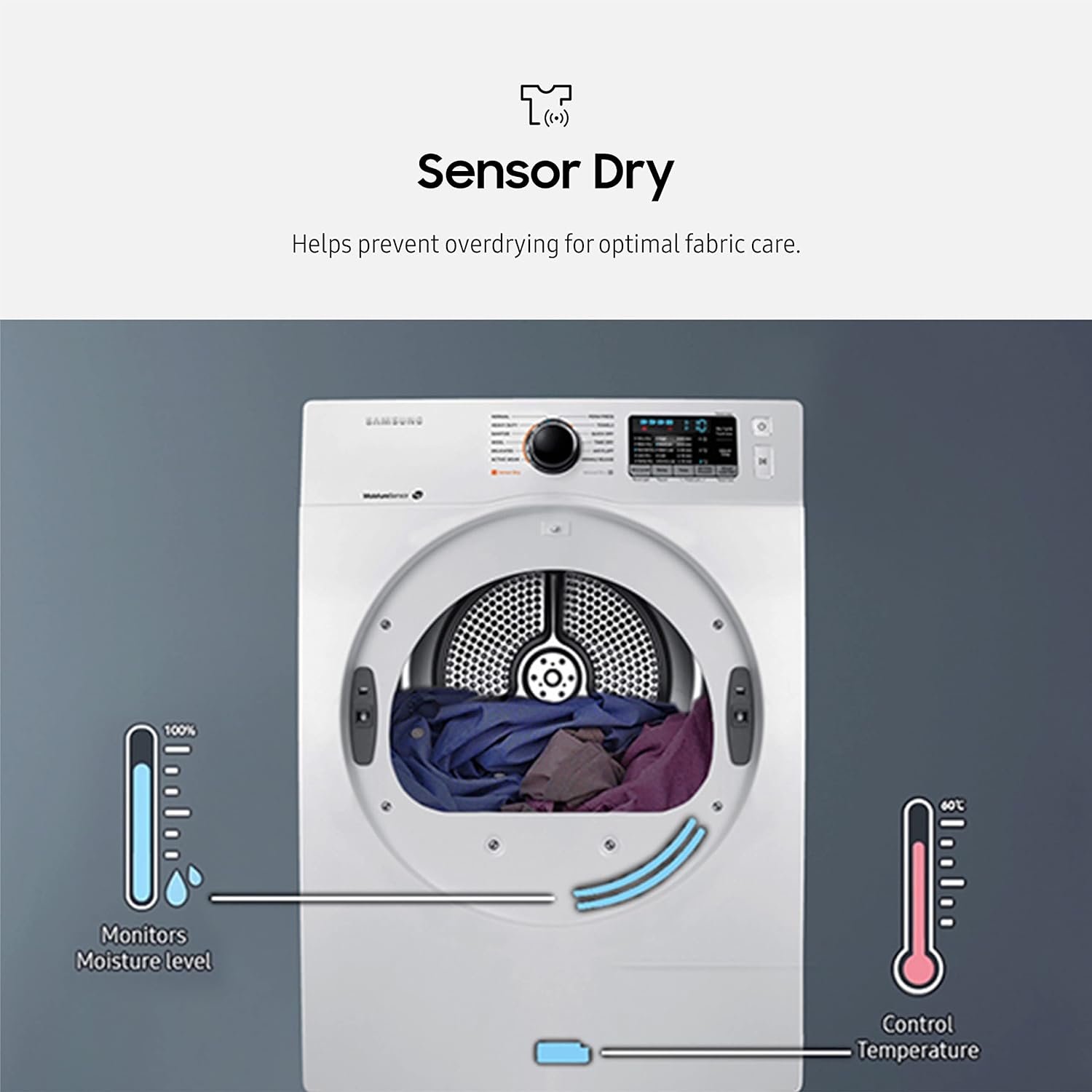 SAMSUNG 4.0 cu. ft. Electric Dryer, Compact Clothes Drying Machine, Stackable for Small Spaces w/Sensor Dry, 12 Preset Cycles, Reversible Door, Internal Drum Light, DV22K6800EW, White - Image 4