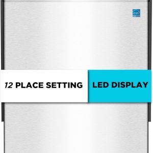BLACK+DECKER 24" Built-In Dishwasher, 12-Place Setting Capacity with Stainless Steel Tub, Dish Washer with 5 Wash Programs, Low Noise, ENERGY STAR Certified, BDW100MS, Stainless Steel