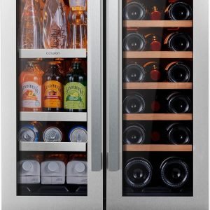 Ca'Lefort Wine and Beverage Refrigerator 24 Inch, 60 Can and 20 Bottle Wine Fridge Dual Zone 36°F-72°F, 3 LED Beverage Fridge Built in or Freestanding, Perfect for Home/Kitchen(4.10 cu.ft)