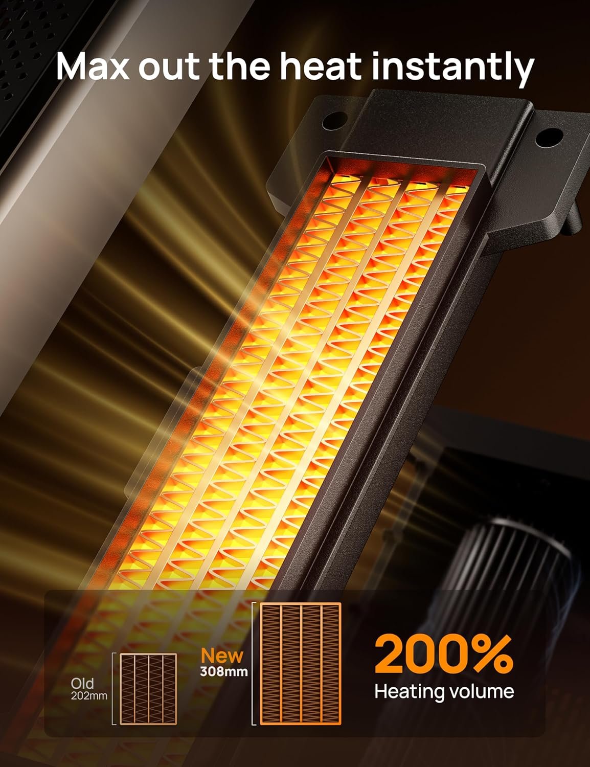 Dreo Space Heater for Indoor Use, 25" 11.5ft/s Fast Electric Heater with Remote and Thermostat, 3 Modes, Overheating & Tip-Over Protection, Portable Heater for Large Room, Bedroom, Office, Gold - Image 4