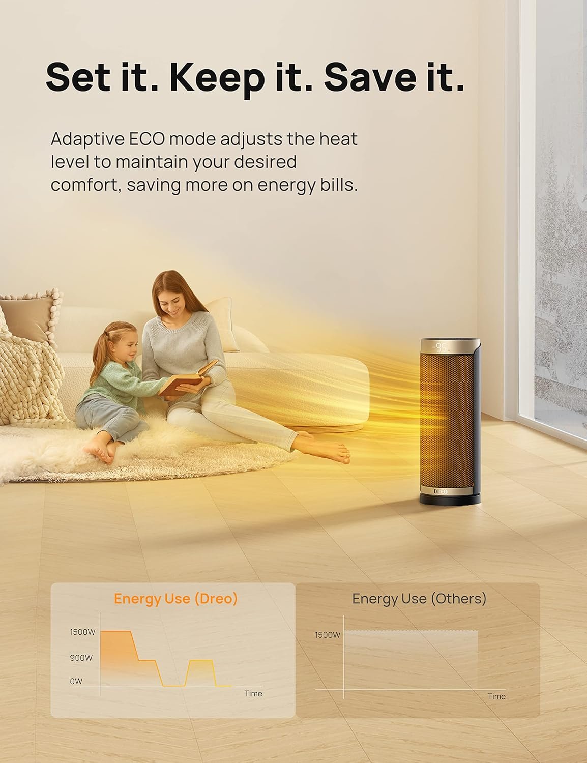 Dreo Space Heater, 1500W PTC Ceramic Heaters for Indoor Use with Remote, 70° Oscillation, 1-12H Timer, Electric Heaters with Thermostat, Fast and Safe Portable Heater for Office, Bedroom, Large Room - Image 7