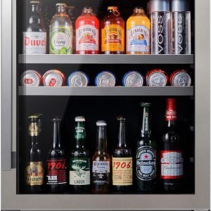 Ca'Lefort 24 Inch Beverage Refrigerator, 180 Can 34°F -54°F Beverage Fridge, Drink Fridge with Glass Door 3 LED Drink Fridge Built in or Freestanding, Perfect for Home/Kitchen(5.65 cu.ft)