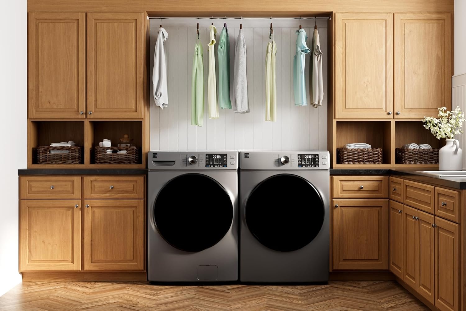 Kenmore Front Load Electric Dryer with Steam, Wrinkle Guard, Energy Saver, Smart Sensor Drying System, 8.0 cu. ft. Total Capacity, Metallic Silver - Image 4