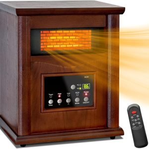 Lifeplus 1500W Electric Infrared Space Heater, Quartz Heater for Indoor Use, Tip-Over & Overheat Protection with Remote Control, 3 Heat Settings, 12H Timer for Large Room Basement Heating
