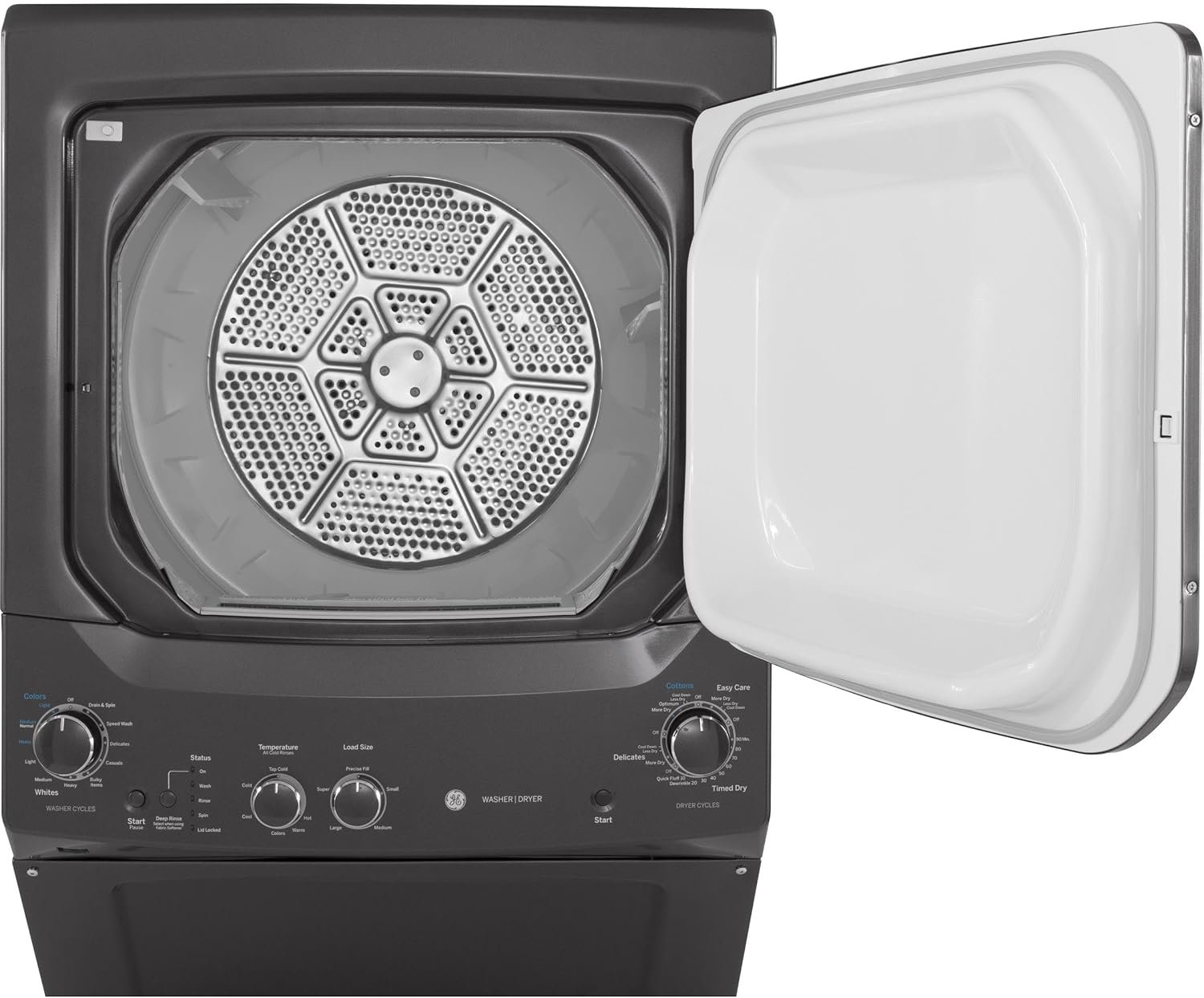 GE GUD27GSPMDG Spacemaker Series 27 Inch Gas Laundry Center with 3.8 cu. ft. Washer Capacity in Diamond Gray - Image 5