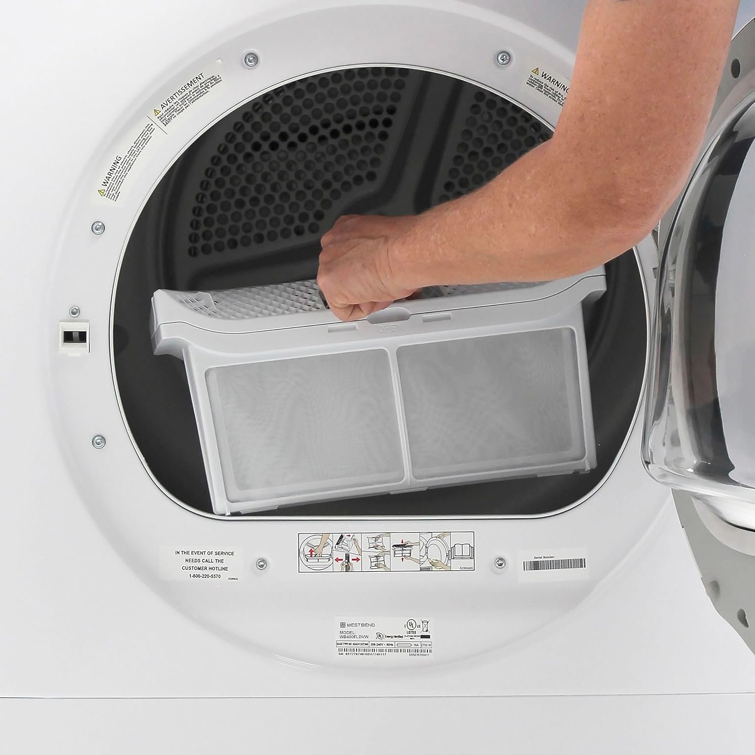 West Bend Clothes Dryer Compact Portable Front Loading for Laundry, Auto and Timed Dry Settings and Anti-Wrinkle, Perfect for Apartments, RV and More, 4-Cu.Ft, White - Image 3