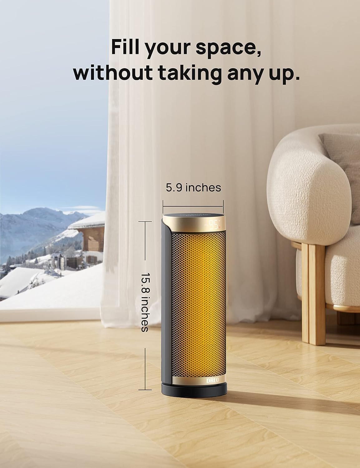 Dreo Space Heater, 1500W PTC Ceramic Heaters for Indoor Use with Remote, 70° Oscillation, 1-12H Timer, Electric Heaters with Thermostat, Fast and Safe Portable Heater for Office, Bedroom, Large Room - Image 9
