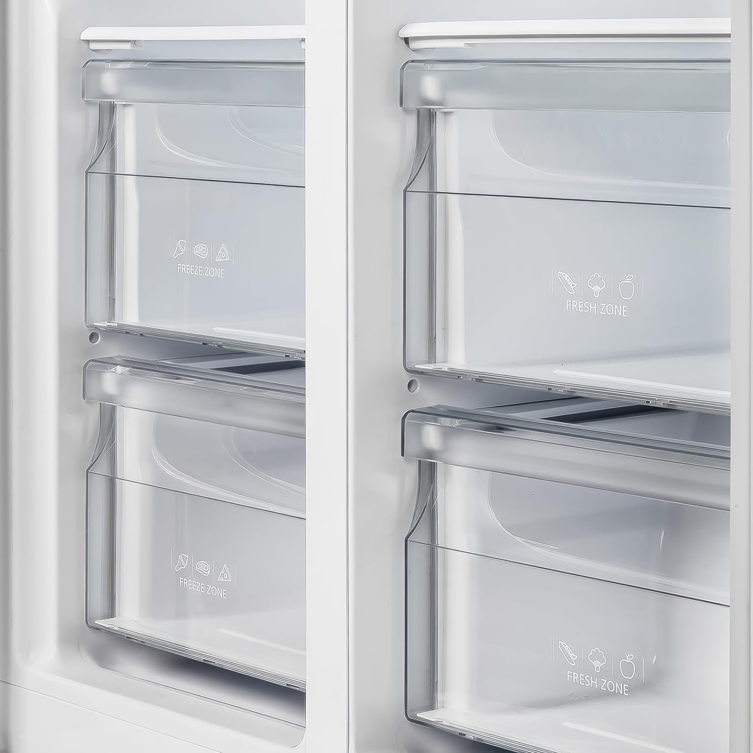 Forno Salerno 37-inch Side-by-Side Refrigerator - 15.6 Cu.Ft. Stainless Steel Refrigerator for Kitchen with LED Touch Control, Fast Cool, Fast Freeze & Spill-Proof Shelves with Swing Door, White - Image 4