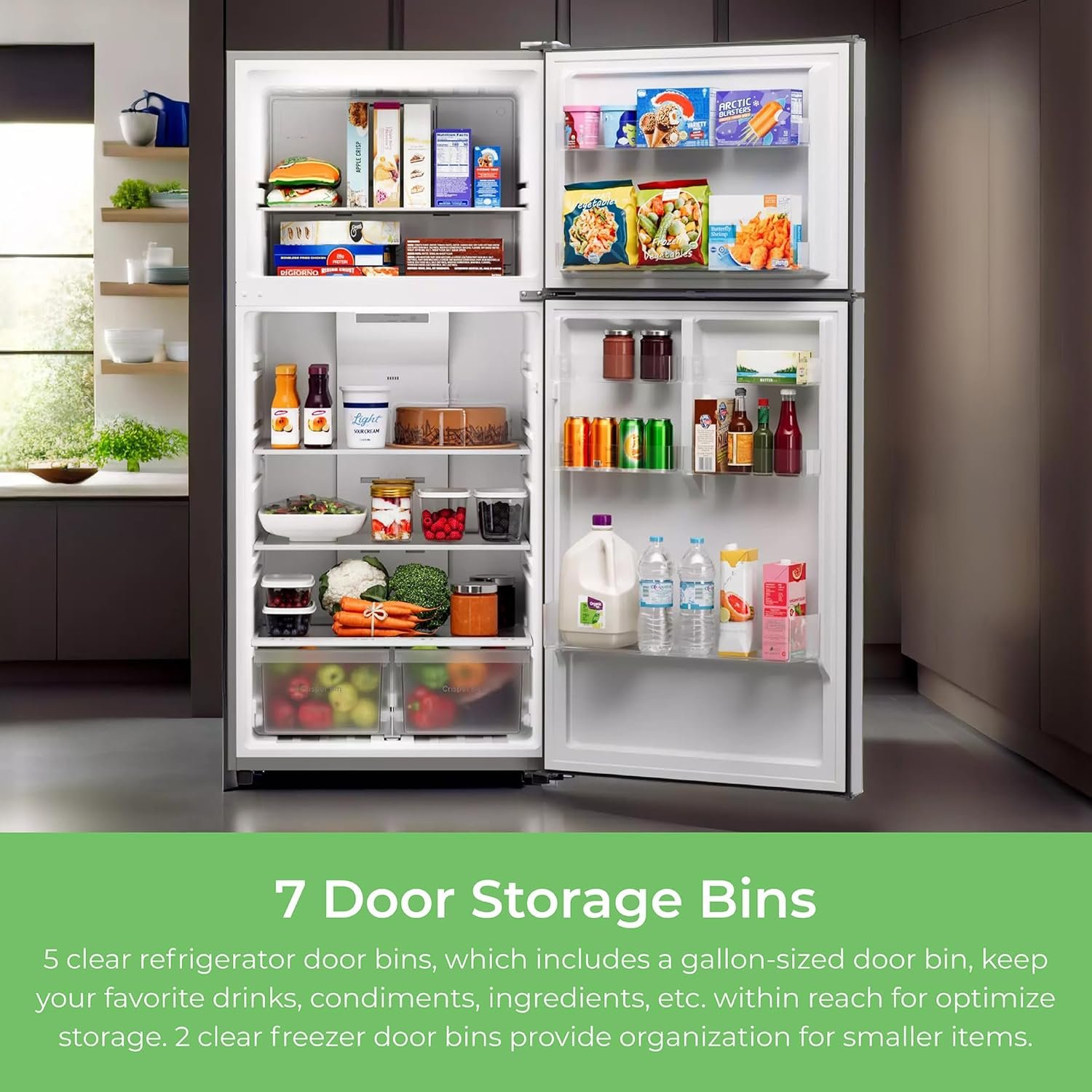 Kenmore 4661345 30" W Top Freezer Refrigerator with Adjustable Glass Shelving, Humidity Control Crispers, Quiet and Energy Efficient Inverter Compressor, Fingerprint Resistant Metallic Steel - Image 8