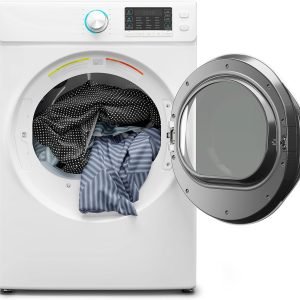 KoolMore FLD-8CWH, White Front Load 8 Cu. Ft. Dryer, Capacity Home Unit with Wrinkle Release Steam Function and Smart Sensor Dry Technology, Stainless-Steel Drum [240V], X-Large (27")